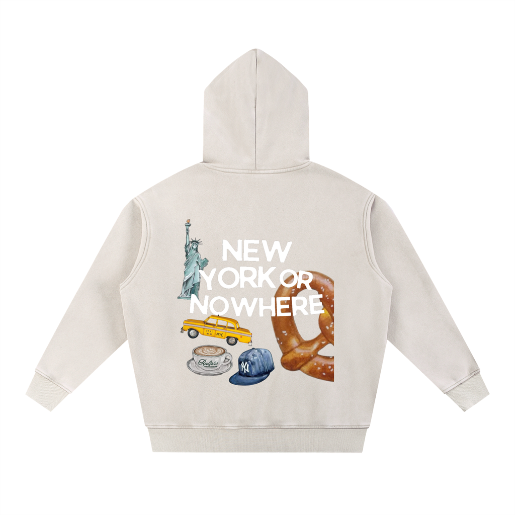 "NYC" Snow Wash Fleece Hoodie