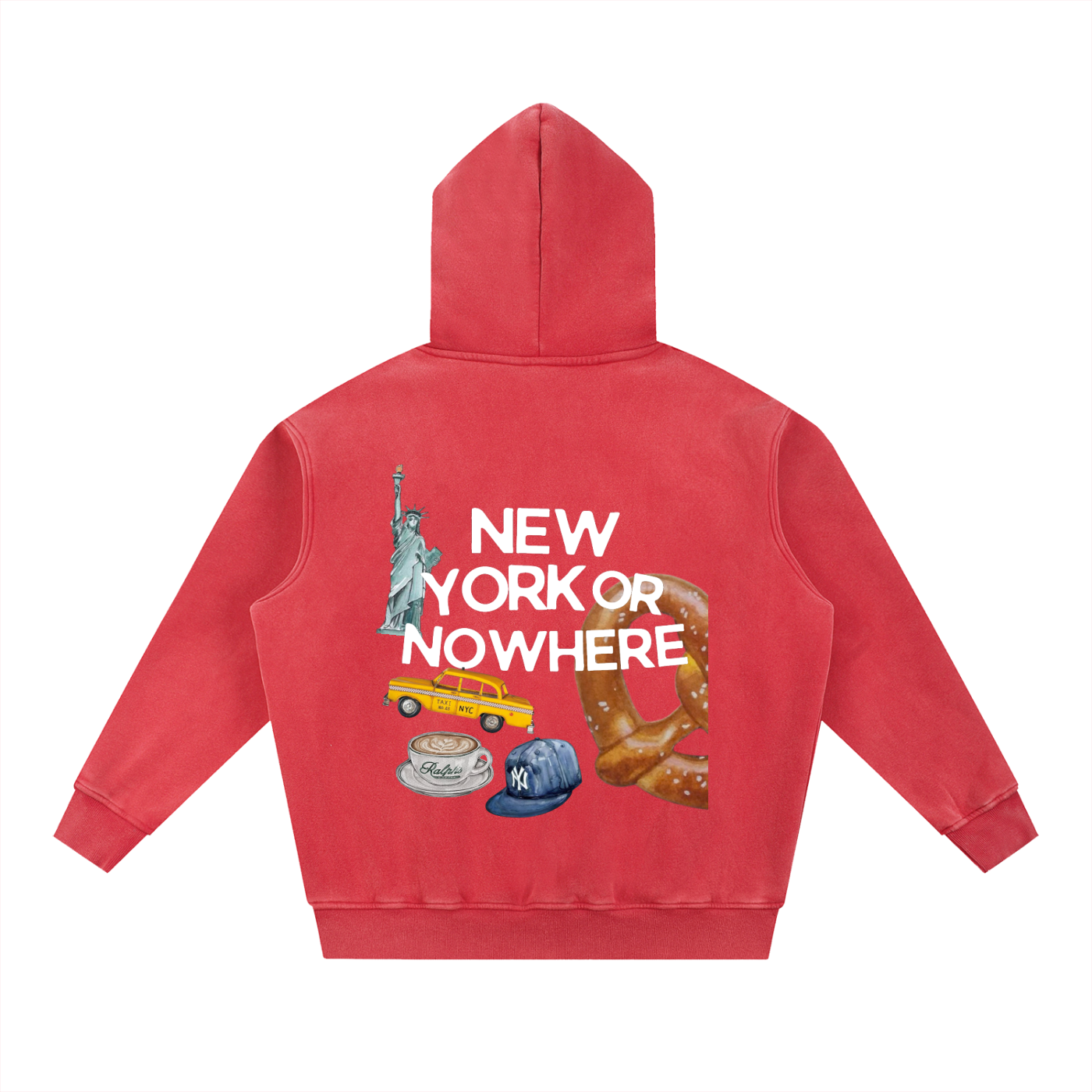 "NYC" Snow Wash Fleece Hoodie