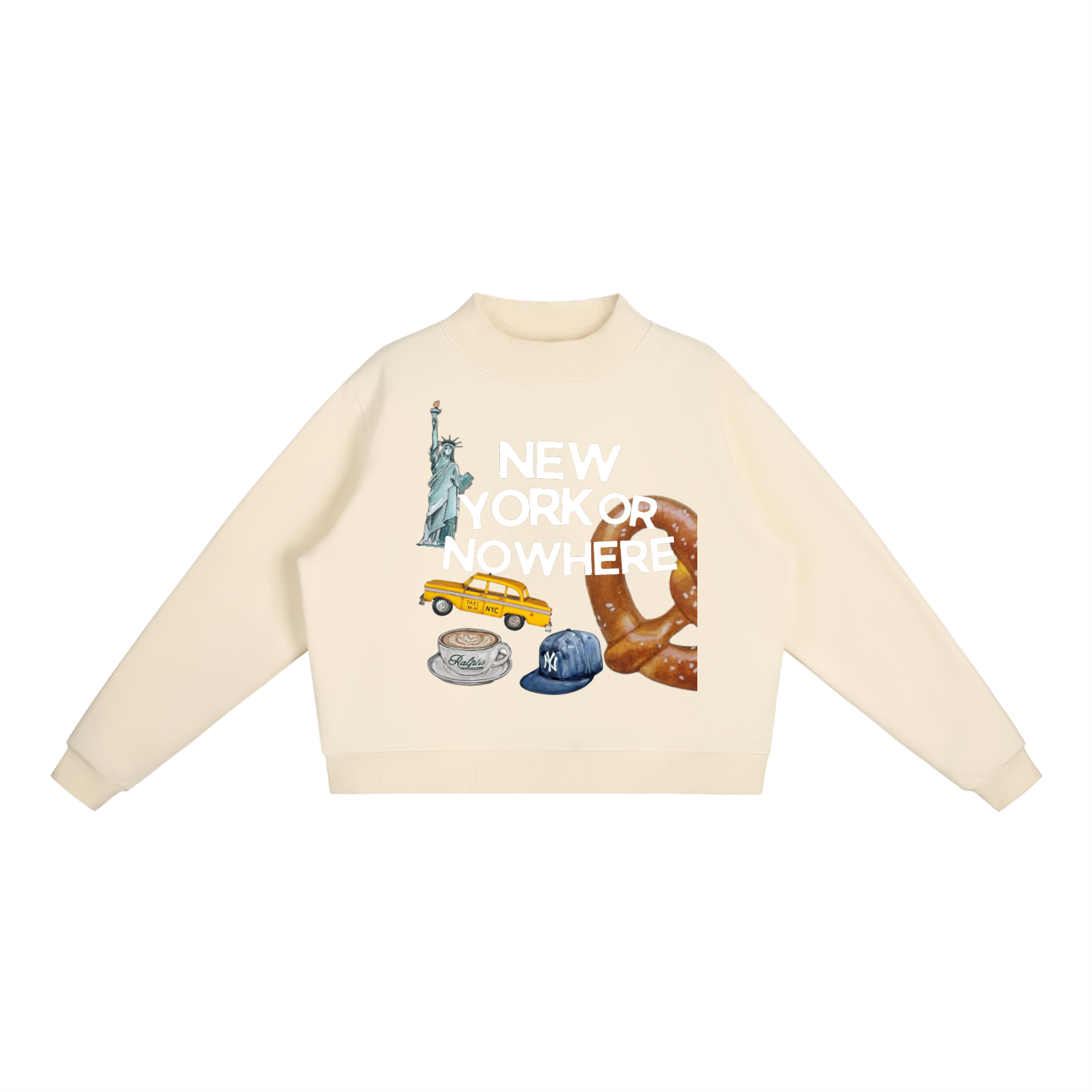 “NYC” Fleece Mock-Neck Sweatshirt