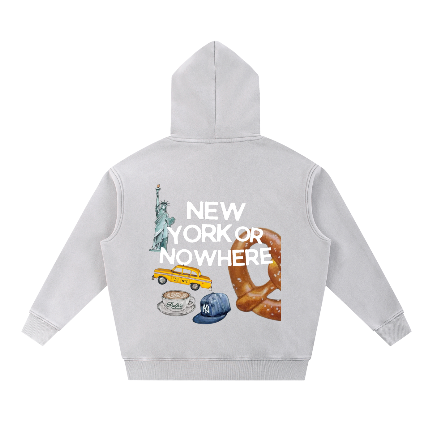 "NYC" Snow Wash Fleece Hoodie