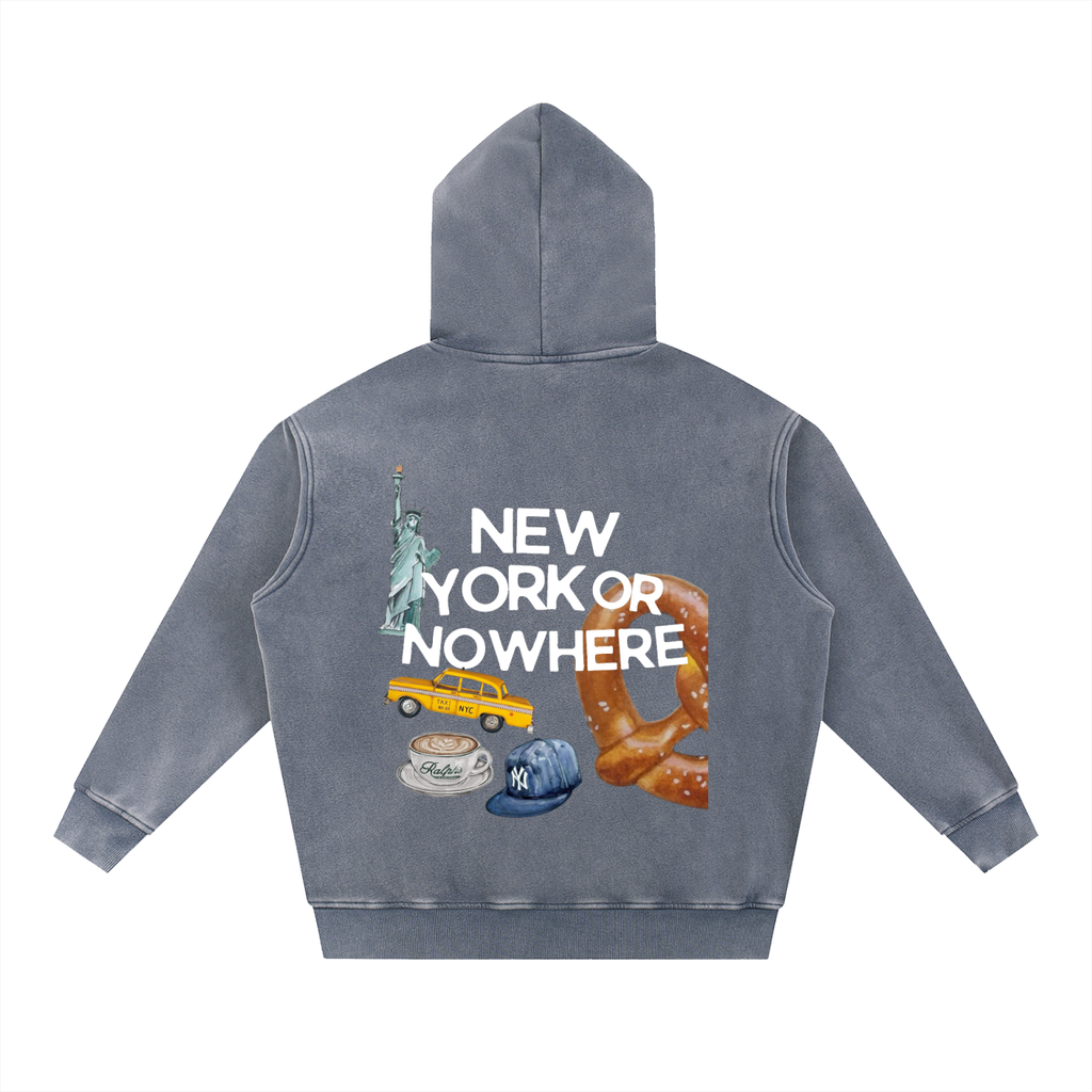 "NYC" Snow Wash Fleece Hoodie